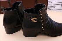 本革 ショートブーツ サイドジップブーツ メンズブーツ レザーブーツ 秋冬靴 男性 革靴 皮靴 革沓 黒色 24.0cm~27.0cm_画像4