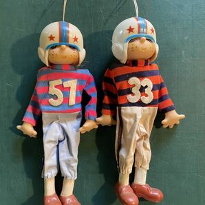 昭和レトロ アメフト 人形 2個セット レトロポップ 当時物 70年代 アメリカンフットボール ビンテージ 希少 ポップ 吊り下げ式の画像1