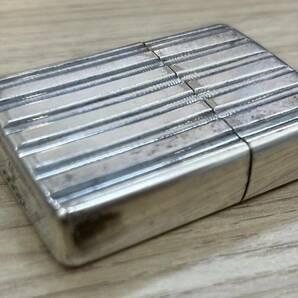 ☆3406 ZIPPO ジッポ アーマー 深掘り ストライプ 2003年製 初期型 極希少品 入手困難 深堀エンジンターン 火花〇 着火未確認現状保管品☆の画像4