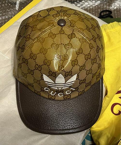 GWセール　新品　限定 コラボ　adidas x Gucci ベースボールキャップ　帽子　グッチ　アディダス　国内正規品　イタリー製