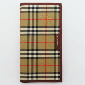 S04 BURBERRY バーバリー ノバチェック キャンバス/レザー ペンホルダー リフィル付き 手帳カバー ベージュ