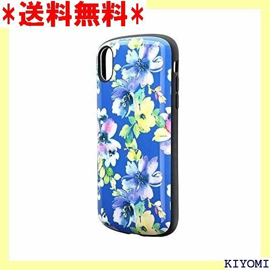 ◇iPhone XR 耐衝撃ハイブリッドケースPALLET Design フラワーブルー 86