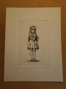 Art hand Auction ★旧萌銅版画 Engraving copperprint 銅版画 紙幣 旧札 日本円 手描きイラスト かわいい art 版画 絵画, コミック, アニメグッズ, 手描きイラスト