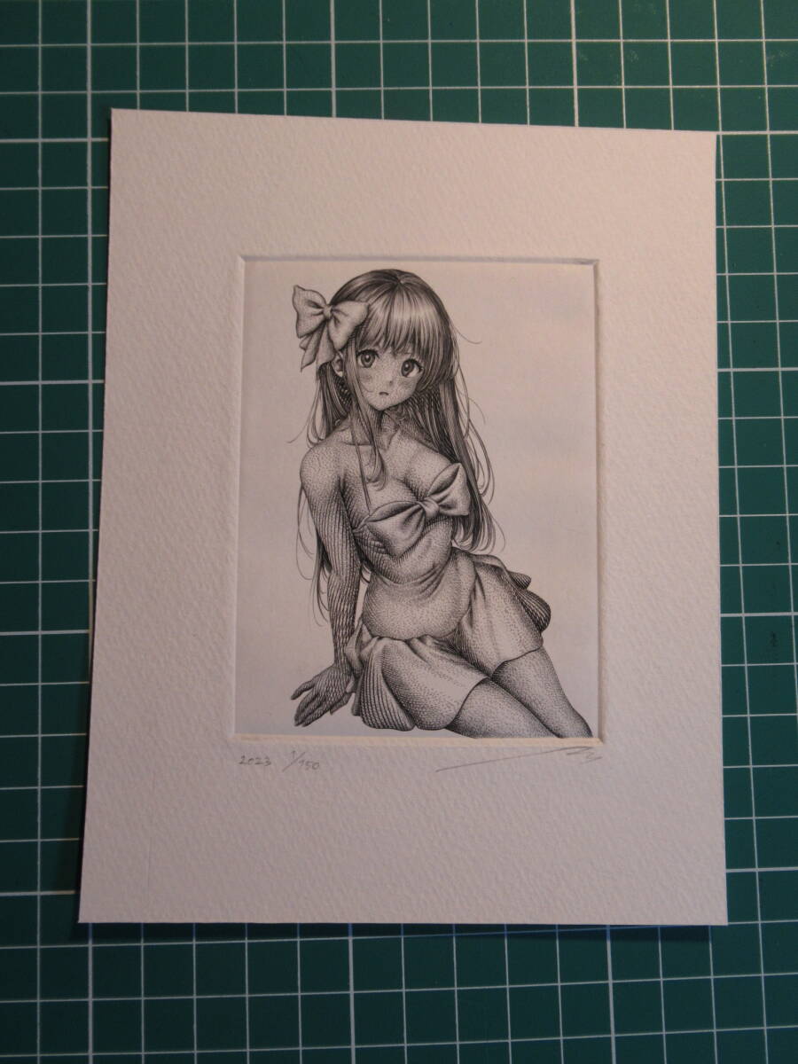 ★Moe copperplate print sold for 1 yen Signed edition available Collection Hand-drawn illustration Photo size Moe Cute Painting Copperplate print High school girl, comics, anime goods, hand drawn illustration