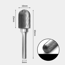 16 x 25mm 先丸円筒型 シングルカット シャンク径 6mm 超硬 ロータリーバー リュータービット 超硬バー_画像1