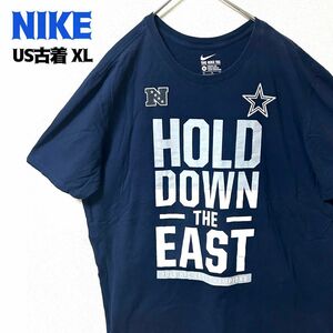 US古着 NIKE ナイキ 半袖 プリント Tシャツ NFL アメフト カウボーイズ ネイビー XL ゆるだぼ