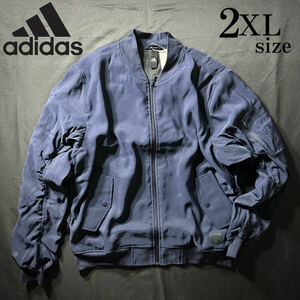 1円~ 2XLsize adidas アディダス ID2.0 ボンバージャケット 紺 ネイビー ウェア 伸縮性 ゆるい 春 オールシーズン アウター ゴルフ