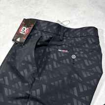 1円〜 新品 88size アディダス ゴルフ EXストレッチ ゴルフ パンツadidas golf エンボス加工 総柄 3ストライプ 高級感 人気 テーパード 黒_画像2