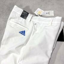 1円〜 新品 79size 白 アディダス ゴルフ EXストレッチ ゴルフ パンツadidas golf エンボス加工 総柄 3ストライプ 高級感 人気 春夏モデル_画像2