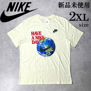 1円〜 新品 2XLsize ナイキ 半袖 クルー Tシャツ HAVE A NIKE DAY 人気ロゴ 夏 刺繍 プリント スマイリースウッシュ コットン イエロー 黒の画像1