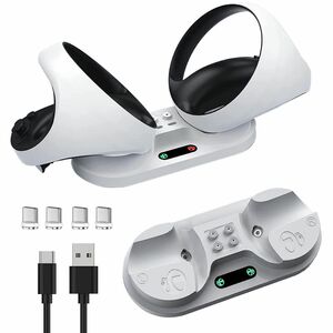 PS vr2用 充電スタンド 2台コントローラー同時充電可能 急速充電 USB給電式 コントローラー 収納 省スペース