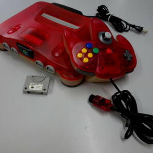 Ｎ６４本体＆コントローラー＆コントローラーパック＆ＡＣ：クリアレッド美品の画像1