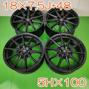 【送料無料】 即決 TOYOTA 純正 18×7.5J+48 PCD 5H×100 トヨタ アルミホイール アルミ 純正 ホイール 5穴 4本セット YH266の画像1