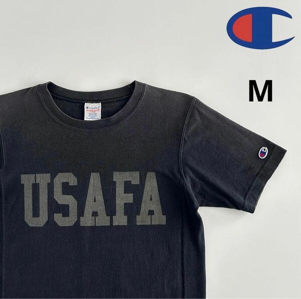 champion リバースウィーブ 半袖Tシャツ USAFA ブラック M チャンピオン ビッグロゴ