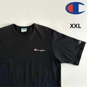 champion チャンピオン スクリプト 刺繍ロゴ ブラック XXL Tシャツ コットン