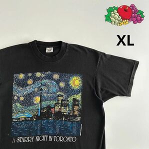 アートT ゴッホ 古着 Tシャツ 90s XL カナダ製 van Gogh ヴィンテージ 黒 ブラック