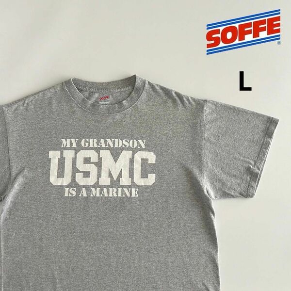 SOFFE USMC Tシャツ グレー L ラバー プリント ミリタリー 古着