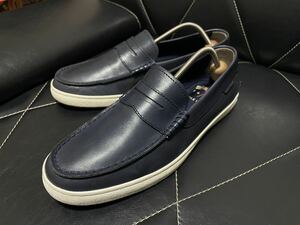 使用感少 COLE HAAN コールハーン C27788 9M≒26.5cm レザーシューズ ビジネスシューズ レザースニーカー ローファー コインローファー NVY