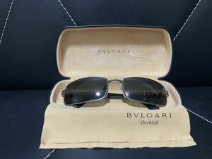 極美品 BVLGARI ブルガリ 537 195/87 サングラス アイウェア メガネ 遮光 スクエア シルバーフレーム イタリア製 メンズ 春夏