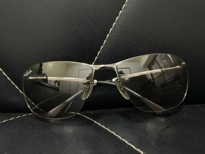 美品 Ray-Ban レイバン RB3187 TOP BAR BIG サングラス アイウェア メガネ シルバーフレーム 遮光 春夏 メンズ 細め