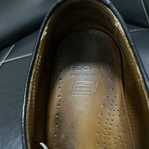 【蒸れない靴】極美品 REGAL リーガル 14TR 26cm レザーシューズ ビジネスシューズ プレーントゥ メンズ 紳士 ブラック ジャケパンにも!!の画像8