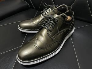 【目を惹く一足】試し履きのみ COLE HAAN コールハーン C23393 9M≒26.5cm レザーシューズ レザースニーカー ウイングチップ シャンパン