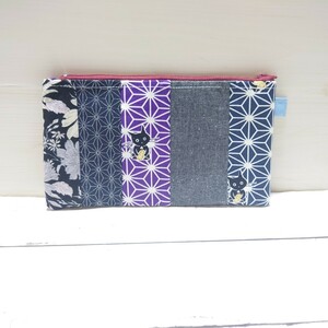  pouch *9445* hand made cosme passbook small articles Flat patchwork 