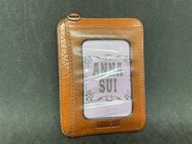 ANNA SUI アナスイ Wホック財布 パスケースセット エナメル レザー ブラック×レッド 黒 赤 ハート 二つ折り財布 定期入れ ブラウン_画像9