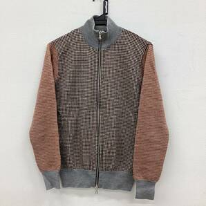 【クリーニング済み美品】Paul Smith ポールスミス ニット ブルゾン ハイネック 千鳥柄 hound's tooth ドライバーズニット ジップアップ の画像1