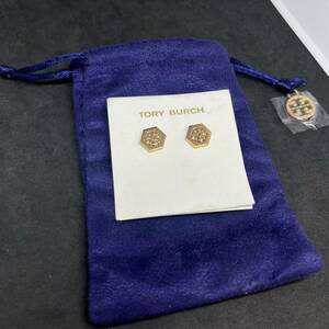 [ beautiful goods ] Tory Burch Tory Burch Logo earrings HEX-LOGO charm earrings accessory Gold 