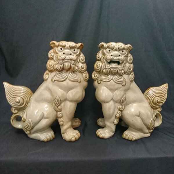 置物 シーサー 狛犬 陶器 一対 縁起物 魔除け 厄除け 沖縄 シーサー置物 おもてなし お祝い 料亭 レストラン 喫茶店 インテリア置物
