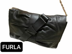 【週末限定価格】FURLA フルラ　クラッチバッグ　フォーマル　結婚式　二次会　入学式　七五三　大きめ　パーティー　リボンモチーフ