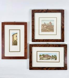  Italy made * copperplate engraving 3 point set *fi Len tseduo- Moto s Carna rice field . scenery art frame watercolor picture A4 size and downward Europe landscape painting 