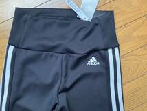 ♪新品タグ付 adidas アディダス ハイライズ 3ストライプスタイツ 黒×白 定価4,719円 L ダンス フィットネス_画像3