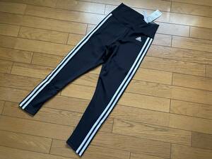 ♪新品タグ付 adidas アディダス ハイライズ 3ストライプスタイツ 黒×白 定価4,719円 L ダンス フィットネス