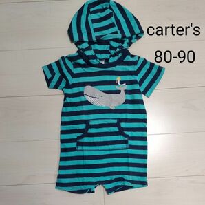 ロンパース 半袖 子供服 ベビー服 コストコ carter's 24 80-90 ボーダー グリーン カーターズ クジラ