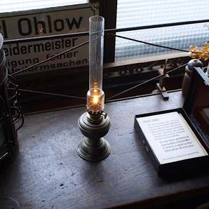 古い真鍮製のオイルランプ 良品 スペア芯 ドイツ式 作業ランプ アンティーク の画像2