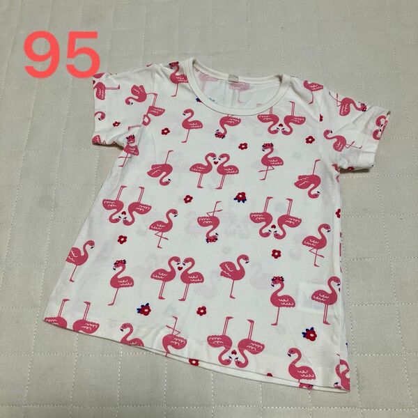 半袖Tシャツ　フラミンゴ　95cm ピンク