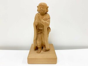 合掌童子 木彫 オブジェ 飾り 小物 木製 楠瀬和子作 雑貨 仏像 置物 工芸品