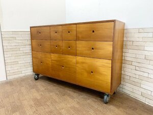 DESIGN ECRU 1996 sideboard storage furniture with casters . chest side chest wooden width 150cm Vintage 