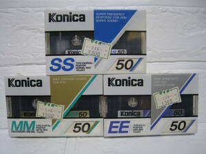 NO.34　未開封　Konica SS 50 Type-I　EE 50 Type-II　MM 50 Type-IV ノーマル ハイ メタル 3点セット 希少 カセットテープ