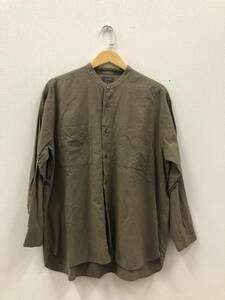 WIRROW/cottonlinen stand collar shirt/カーキベージュ