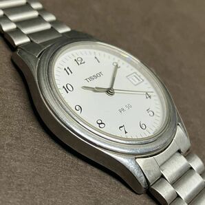 TISSOT/ティソ★PR50★J172/272K★クォーツ★白文字盤★メンズ腕時計★ジャンク★033192の画像3