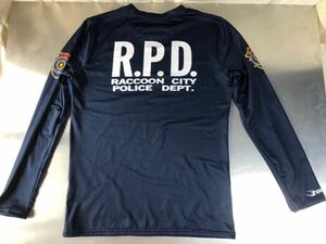 レアボディーメーカーロングスリーブTシャツバイオファザードラクーンR.P.D警察仕様古着ロンTジムウェアボディーメイクフィットネスウェア