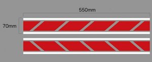 (ID17)ストロボステッカー　長さ550ｍｍ　汎用タイプ　赤白 24w002)