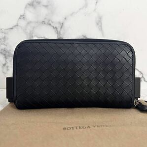 ★【極美品！希少！】 BOTTEGA VENETA ボッテガヴェネタ イントレチャート 長財布 ラウンドファスナー ブラック 定価7.8万 100の画像3