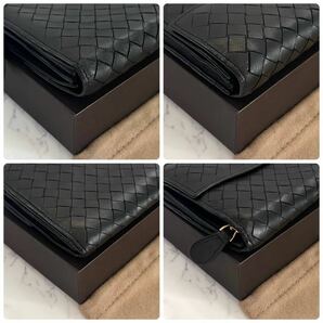 ★【極美品！希少！】 BOTTEGA VENETA ボッテガヴェネタ イントレチャート 二つ折り長財布  ブラック 定価7.8万 147の画像6