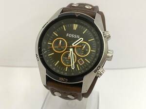 FOSSIL フォッシル 黒文字盤 革ベルト クォーツ メンズ 腕時計 CH2891 ジャンク