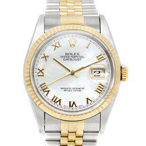 ロレックス ROLEX デイトジャスト 16233NR W番 シェル文字盤 SS/YG メンズ腕時計 自動巻き DATEJUST 36mm