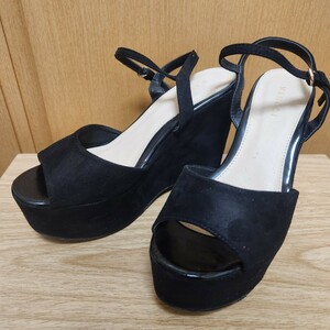  thickness bottom sandals lady's black 22.5 s size 